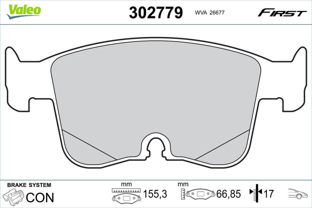 Jeu de 4 plaquettes de frein VALEO ref. 302779